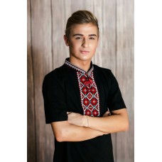 Embroidered t-shirt for men "Otaman" red on black